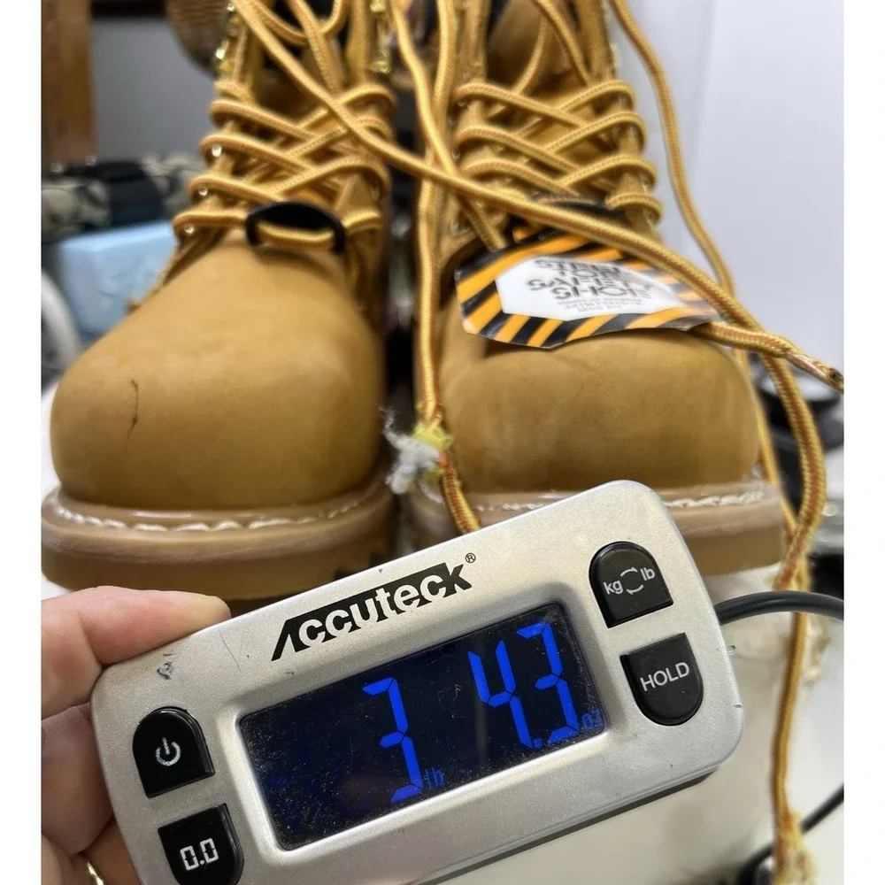 Rhino Mens Steel Toe Work Boots Size 9.5 Leather Insulated Safety Shoes Tan